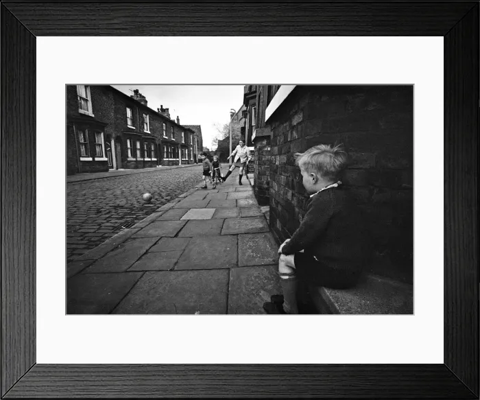 Framed Print : Children playing football in Archie Street, Manchester. Archie Street was the inspiration Framed Print : Children playing football in Archie Street, Manchester. Archie Street was the inspiration