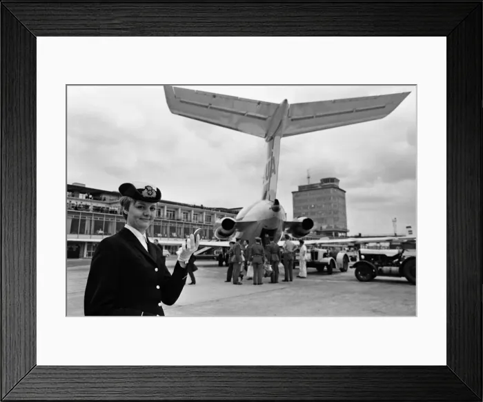 Framed Print : Scenes at Manchester Airport. Jennifer Wainwright, 21, ground hostess with Manchester Framed Print : Scenes at Manchester Airport. Jennifer Wainwright, 21, ground hostess with Manchester