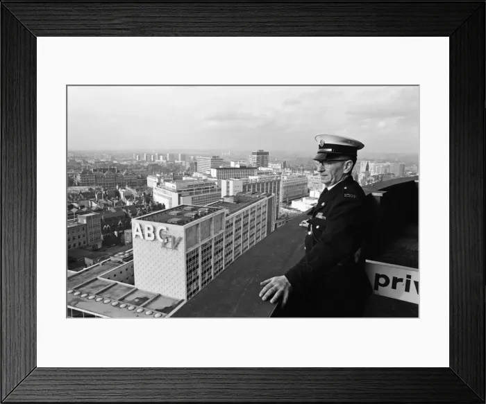 Framed Print : Mr Herron, who is the caretaker of the Rotunda building, Birmingham, West Midlands