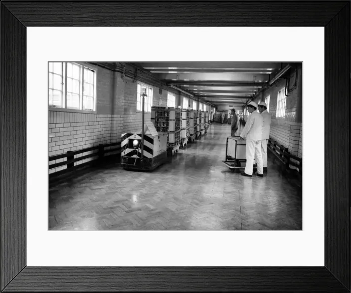 Framed Print : Cadbury s, Bournville, Birmingham, West Midlands. The robot tug which travels around Framed Print : Cadbury s, Bournville, Birmingham, West Midlands. The robot tug which travels around