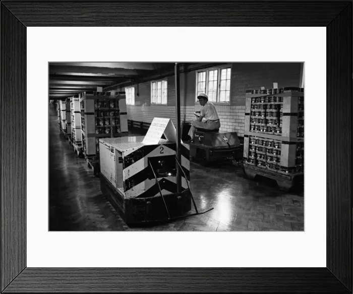 Framed Print : Cadbury s, Bournville, Birmingham, West Midlands. The robot tug which travels around Framed Print : Cadbury s, Bournville, Birmingham, West Midlands. The robot tug which travels around