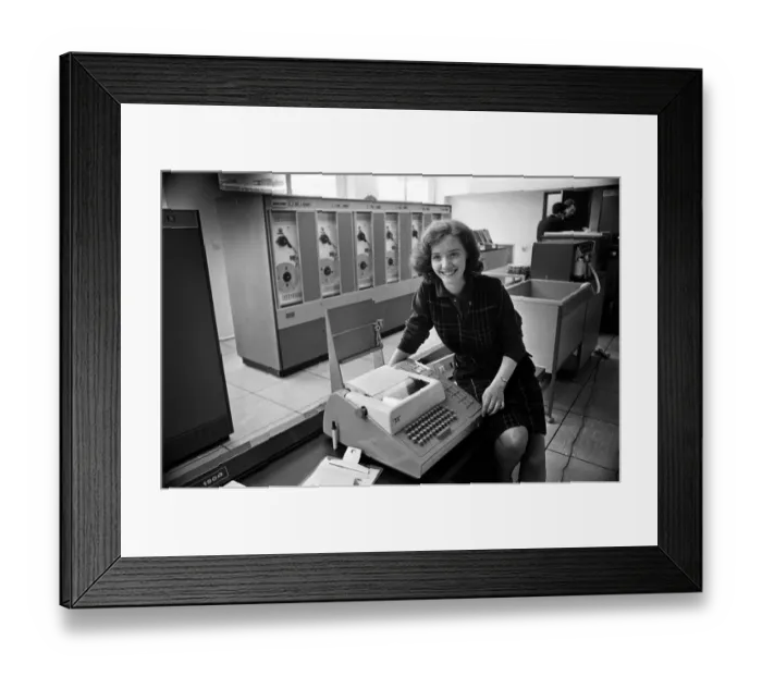 Framed Print : National Computing Centre in Quay Street, Manchester. Pictured is member of staff Noreen Framed Print : National Computing Centre in Quay Street, Manchester. Pictured is member of staff Noreen