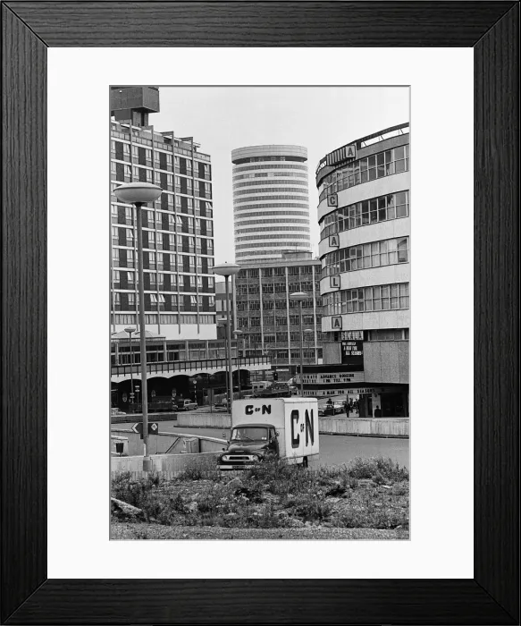 Framed Print : The Bull Ring area, showing the Rotunda building and Ringway. Birmingham, West Midlands Framed Print : The Bull Ring area, showing the Rotunda building and Ringway. Birmingham, West Midlands