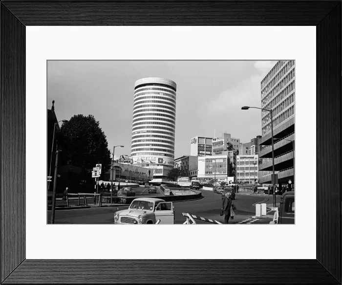 Framed Print : The Bull Ring area, showing the Rotunda building. Birmingham, West Midlands Framed Print : The Bull Ring area, showing the Rotunda building. Birmingham, West Midlands