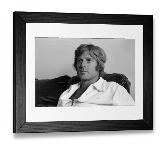Framed Print : Robert Redford relaxing at his hotel at the Cannes Film Festival. 12th May 1972