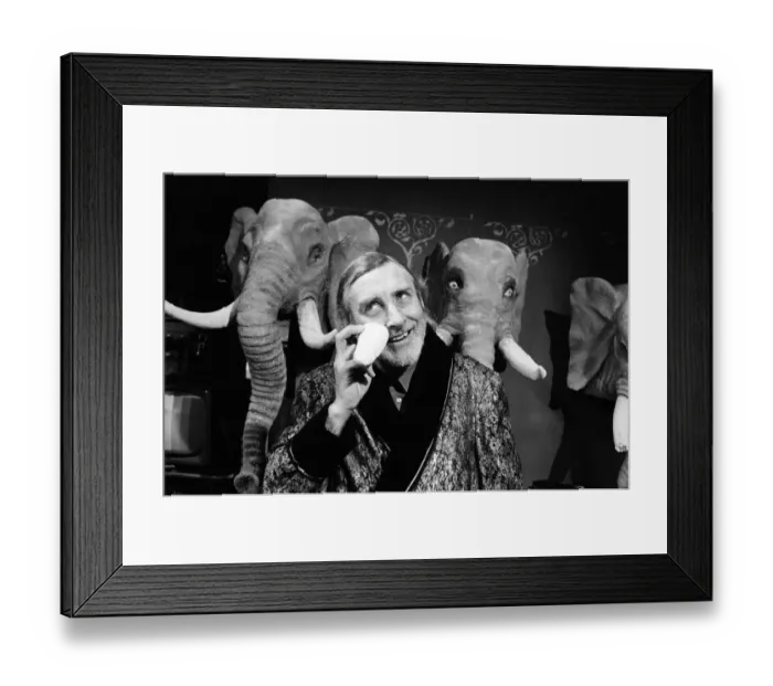 Framed Print : Spike Milligan is recording a story for the BBC TV childrens programme