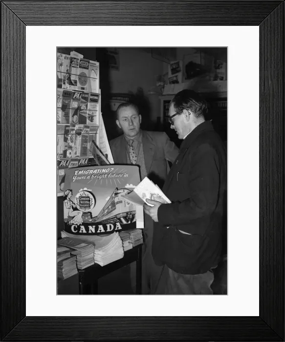 Framed Print : Coventry worker considering emigration to Canada circa 1955