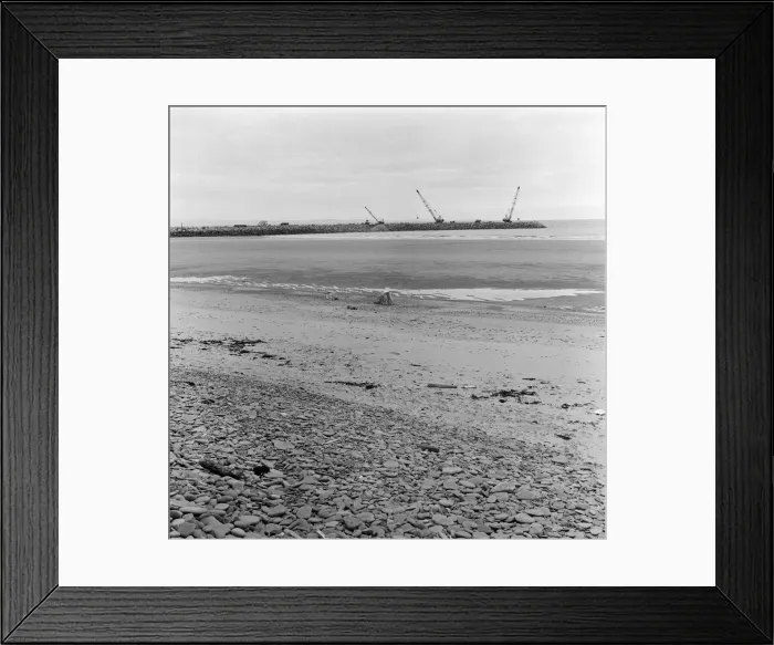 Framed Print : Steel Company of Wales scenes. The breakwater under construction at Port Talbot