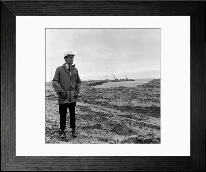 Framed Print : Steel Company of Wales scenes. The breakwater under construction at Port Talbot Framed Print : Steel Company of Wales scenes. The breakwater under construction at Port Talbot