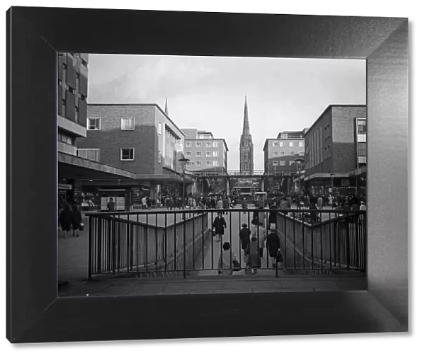 Looking towards the Upper Precinct Coventry City Centre circa 1960