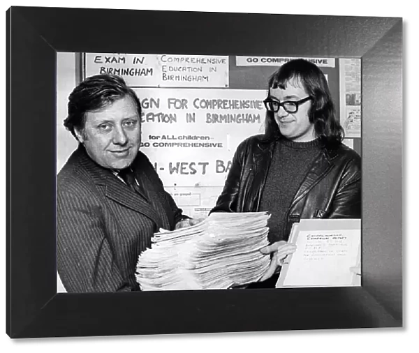 Member of Parliament for Birmingham Sparkbrook Roy Hattersley with a schools petition