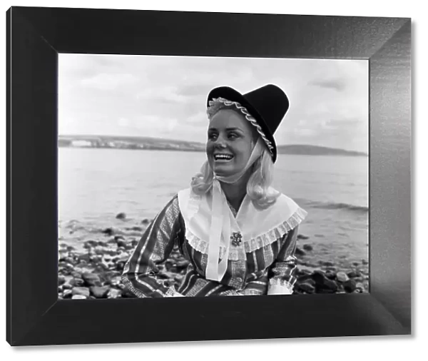 Miss Swansea 1966 Judy Radford, aged 19, in traditional Welsh costume. 31st July 1967