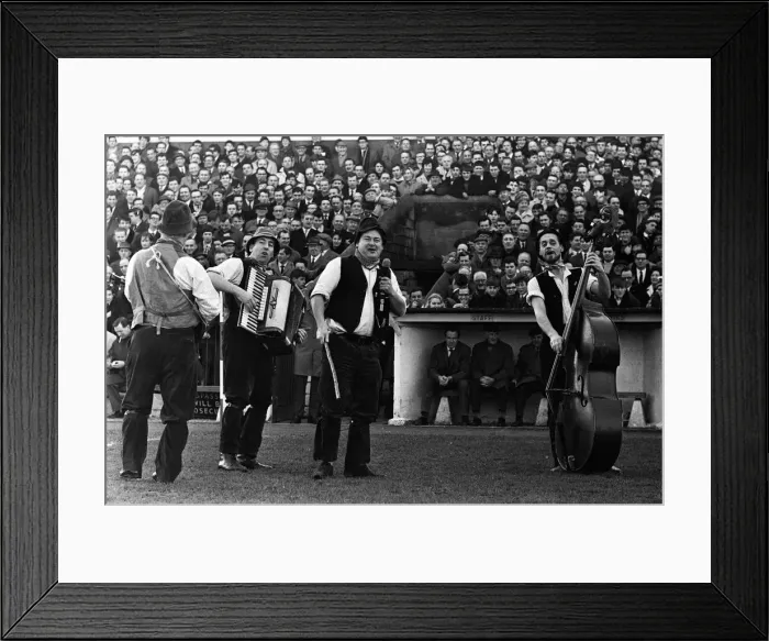Framed Print : Adge Cutler and The Wurzels perform before the fans at the Bristol City ground Framed Print : Adge Cutler and The Wurzels perform before the fans at the Bristol City ground