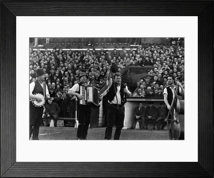 Framed Print : Adge Cutler and The Wurzels perform before the fans at the Bristol City ground Framed Print : Adge Cutler and The Wurzels perform before the fans at the Bristol City ground