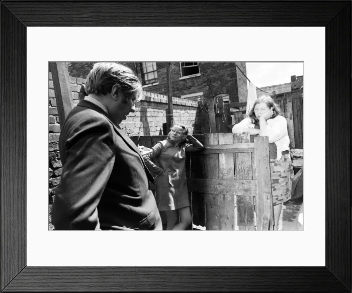 Framed Print : Member of Parliament for Birmingham Sparkbrook Roy Hattersley visits slum housing in Framed Print : Member of Parliament for Birmingham Sparkbrook Roy Hattersley visits slum housing in