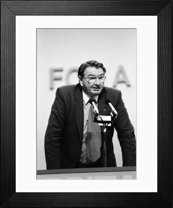 Framed Print : Red review at the last day of the Labour Party conference, Brighton. Eric Heffer