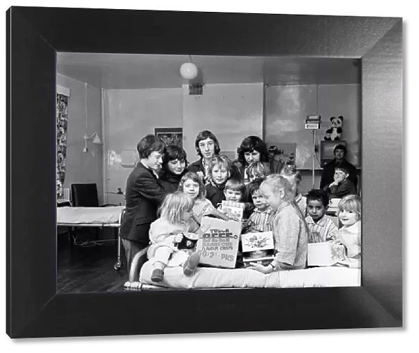 Newspaper boys deliver easter eggs, Teesside. 1971