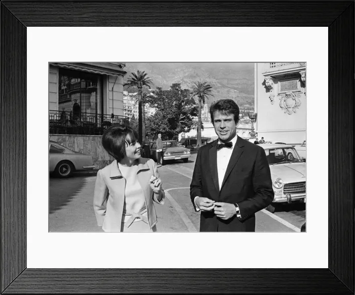 Framed Print : Warren Beatty and Leslie Caron in Monte Carlo, Monaco. 3rd February 1966