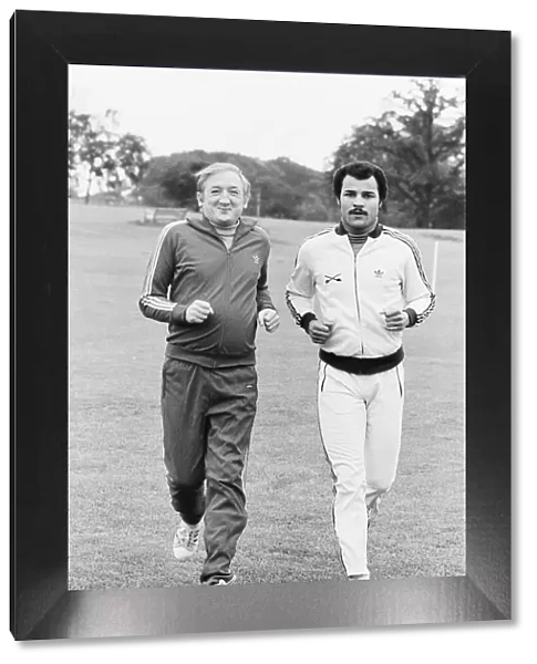 Boxer John Conteh and Ronald Fraser training for a forthcoming film