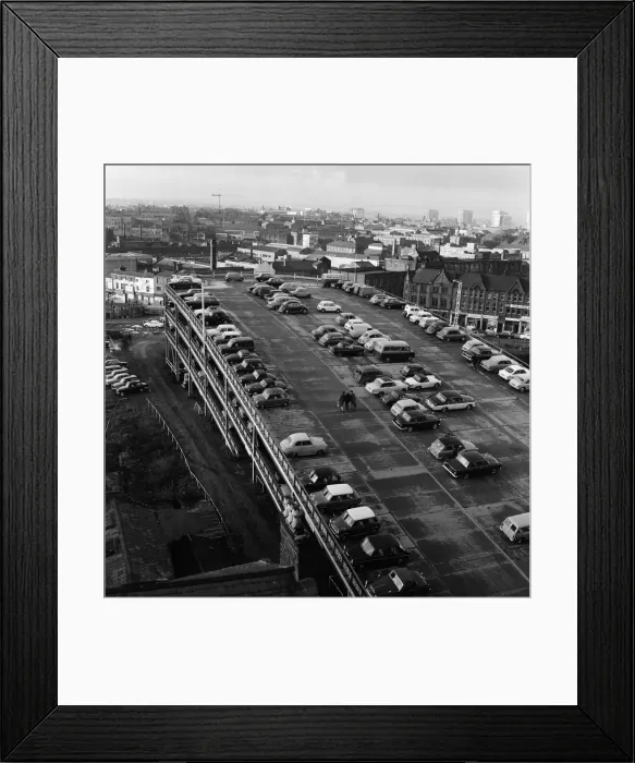 Framed Print : A car park in Birmingham, West Midlands. October 1967 Framed Print : A car park in Birmingham, West Midlands. October 1967