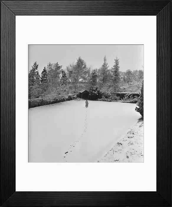 Framed Print : Snow in April. Snow scenes in Tadworth, Surrey. Tadworth is a large suburban