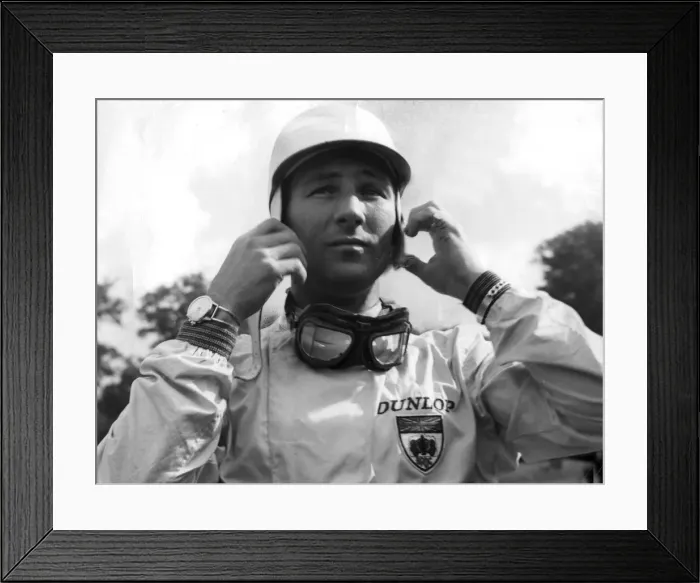 Framed Print : Stirling Moss wearing motor racing gear - September 1960 ----- Framed Print : Stirling Moss wearing motor racing gear - September 1960 -----