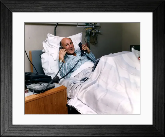 Framed Print : Stirling Moss Former Motor Racing Driver in Hospital after being involved in a collision Framed Print : Stirling Moss Former Motor Racing Driver in Hospital after being involved in a collision