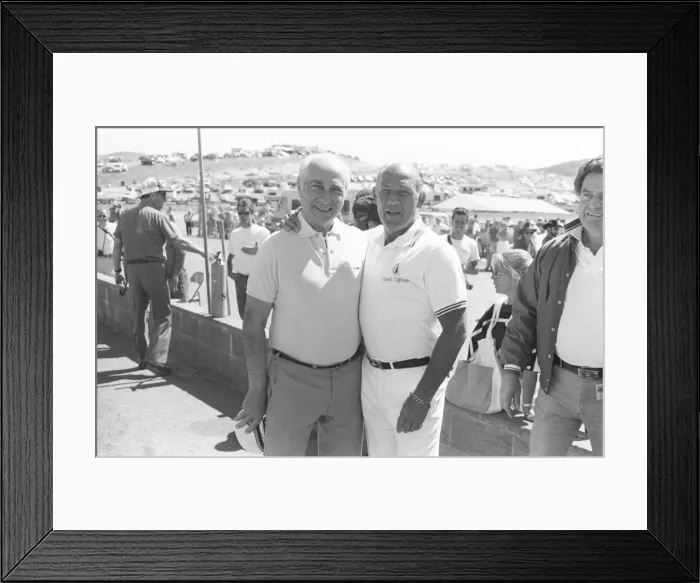 Framed Print : JUAN FANGIO WITH STIRLING MOSS, RACING DRIVERS-SEPT 86 Framed Print : JUAN FANGIO WITH STIRLING MOSS, RACING DRIVERS-SEPT 86