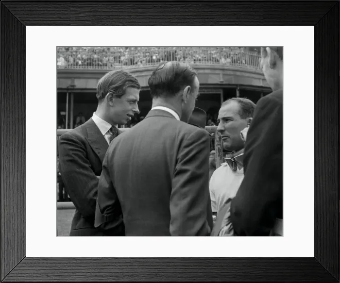 Framed Print : 1 - STIRLING MOSS, RACING DRIVER, TALKS TO THE DUKE OF KENT BEFORE THE START OF THE GRAND Framed Print : 1 - STIRLING MOSS, RACING DRIVER, TALKS TO THE DUKE OF KENT BEFORE THE START OF THE GRAND