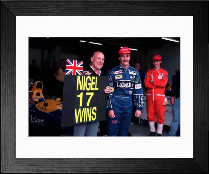 Framed Print : Stirling moss and nigel mansell at 1991 british grand prix - 91  /  6857