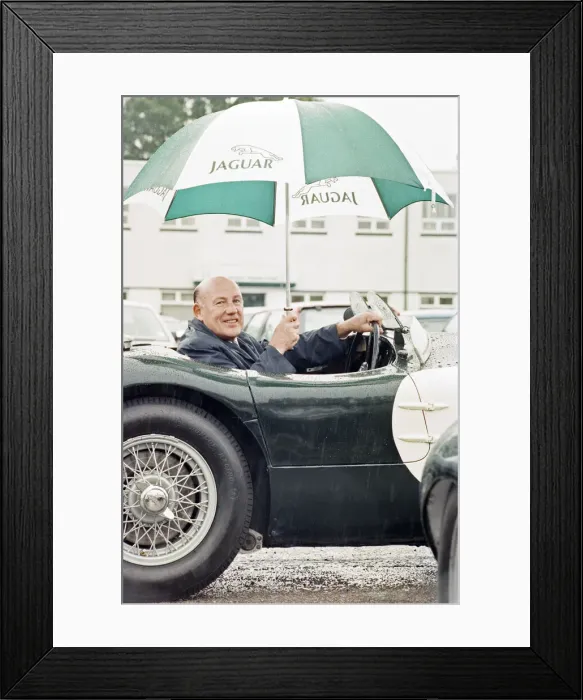 Framed Print : Sterling Moss in a C-Type Jaguar which he piloted to Le Mans 40 years ago Framed Print : Sterling Moss in a C-Type Jaguar which he piloted to Le Mans 40 years ago
