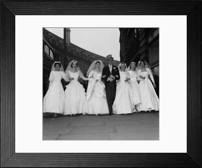 Framed Print : Wedding Fashions show in Regent Street 4th March 1958 Framed Print : Wedding Fashions show in Regent Street 4th March 1958