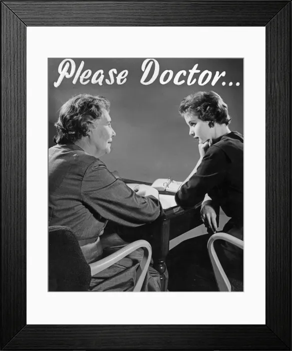 Framed Print : Please Doctor byline image for the Woman Sunday Mirror Feature 7th October 1955 Framed Print : Please Doctor byline image for the Woman Sunday Mirror Feature 7th October 1955