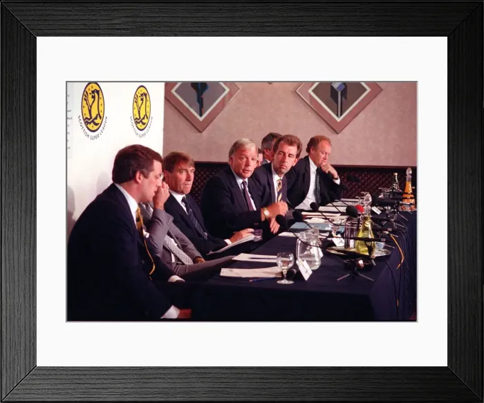 Framed Print : Wallace Mercer chairs Super league meeting 1992 Also David Murray David Smith Framed Print : Wallace Mercer chairs Super league meeting 1992 Also David Murray David Smith