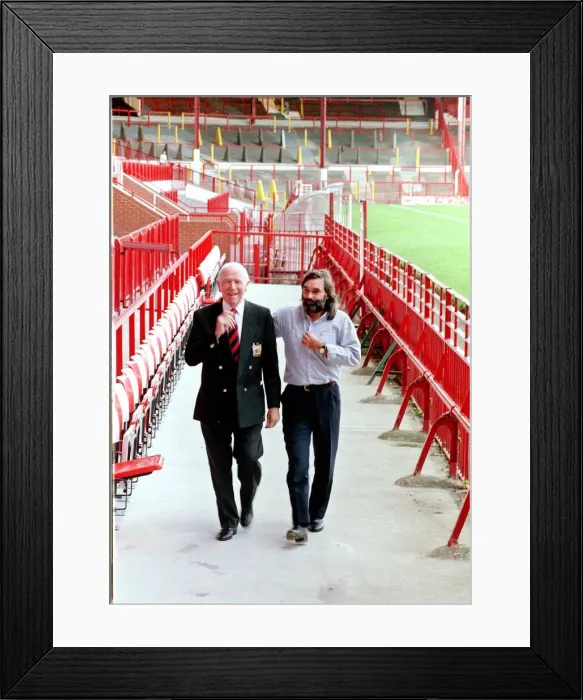 Framed Print : george best, former soccer player with sir matt busby. sept 90-7843 www Framed Print : george best, former soccer player with sir matt busby. sept 90-7843 www
