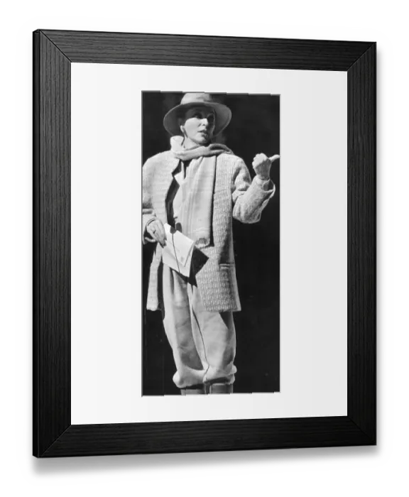 Framed Print : Joan Collins during Royal Variety Show rehearsal wearing warm clothes trilby