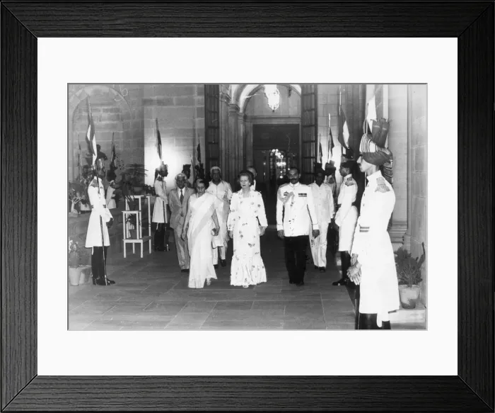 Framed Print : Margaret Thatcher with Mrs I Gandhi during Indian Tour - 20th April 1981