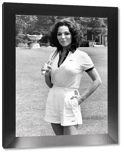 Joan Collins wearing tennis gear during filming of TV show - July 1979