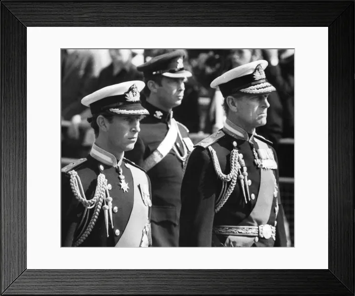 Framed Print : Prince Philip and Prince Charles attending the funeral of Earl Mountbatten - 6 September
