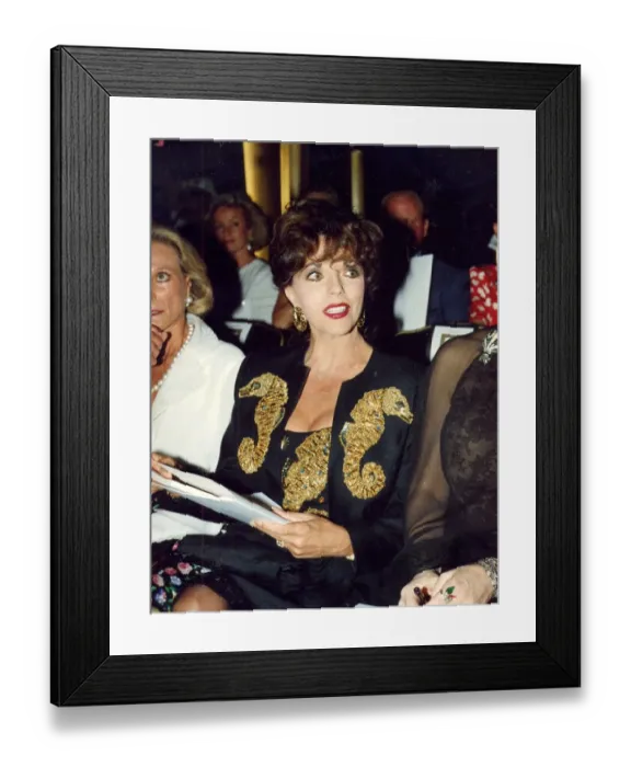 Framed Print : Joan Collins at Valentino fashion show wearing jewelled suit 27 / 07 / 1989 Framed Print : Joan Collins at Valentino fashion show wearing jewelled suit 27 / 07 / 1989
