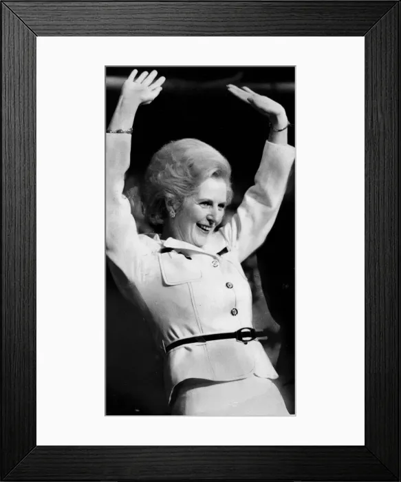 Framed Print : Margaret Thatcher celebrating at conference - 9th October 1976