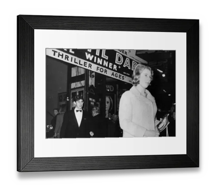 Framed Print : Princess Anne and Prince Charles leaving theatre after seeing Wait Until Dark - December