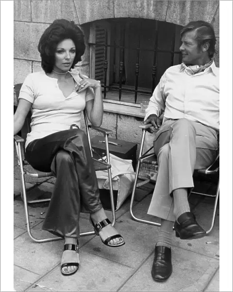 Joan Collins and Roger Moore during filming of The Persuaders TV series - June 1970