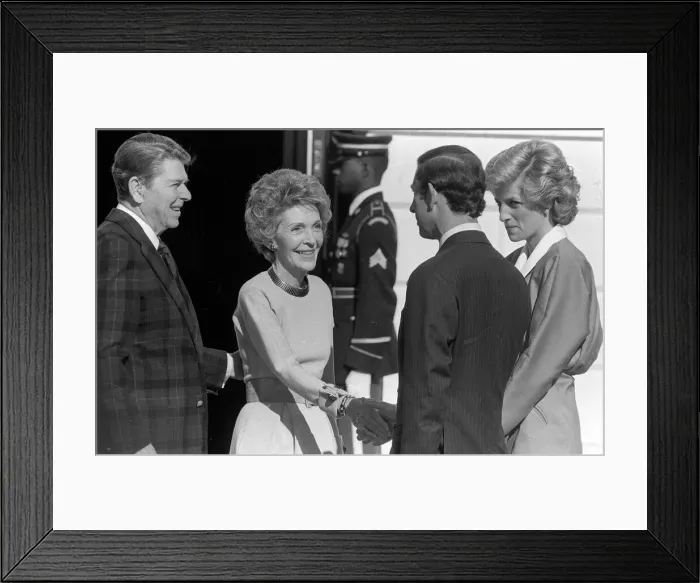 Framed Print : Ronald and Nancy Regan greeting The Prince and Princess of Wales during their vist to