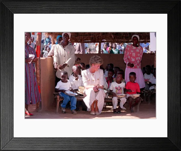 Framed Print : PRINCESS OF WALES SITTING WITH CHILDREN DURING A VISIT TO RED CROSS CHARITY PROJECT IN