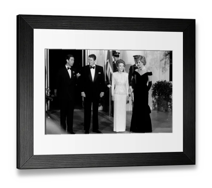Framed Print : Ronald and Nancy Regan with The Prince and Princess of Wales during their vist to the USA
