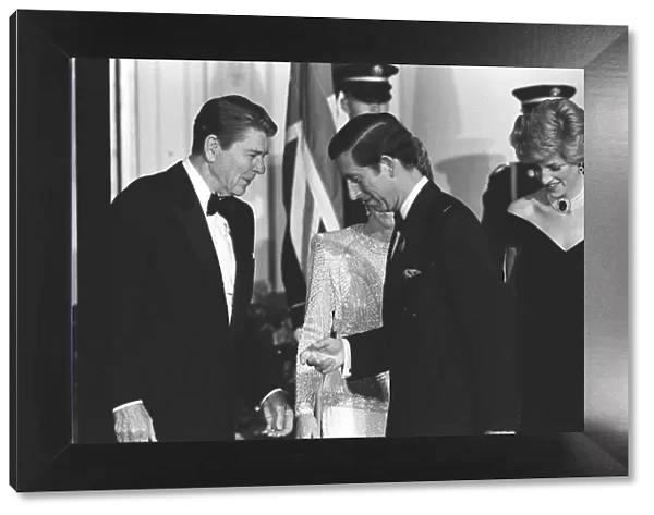 RONALD & NANCY REAGAN WITH PRINCE AND PRINCESS OF WALES DURING A VISIT TO AMERICA
