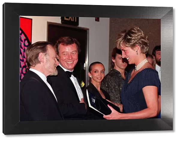 DIANA, PRINCESS OF WALES AT EVENING FUNCTION WITH RICHARD STILLGOE AND PETER SKELLERN