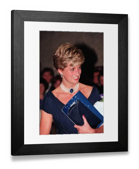 Framed Print : DIANA, PRINCESS OF WALES AT EVENING FUNCTION - H  /  L, SMILING - OCTOBER 1991