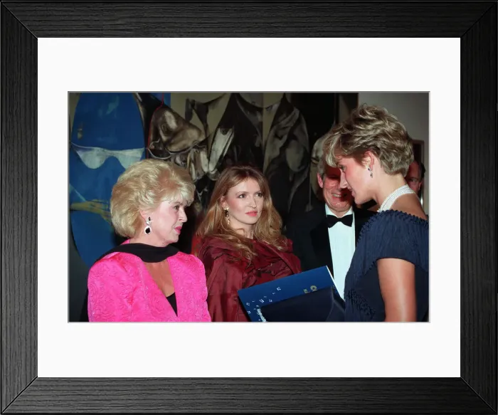 Framed Print : DIANA, PRINCESS OF WALES AT EVENING FUNCTION WITH GLORIA HUNNIFORD AND CARON KEATING